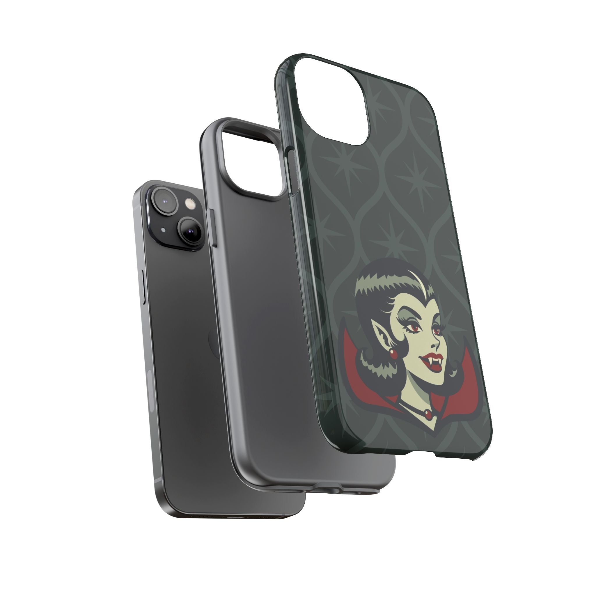 Vampire Dracula Girl Halloween Goth Horror Buff MCM Green Tough Phone Case