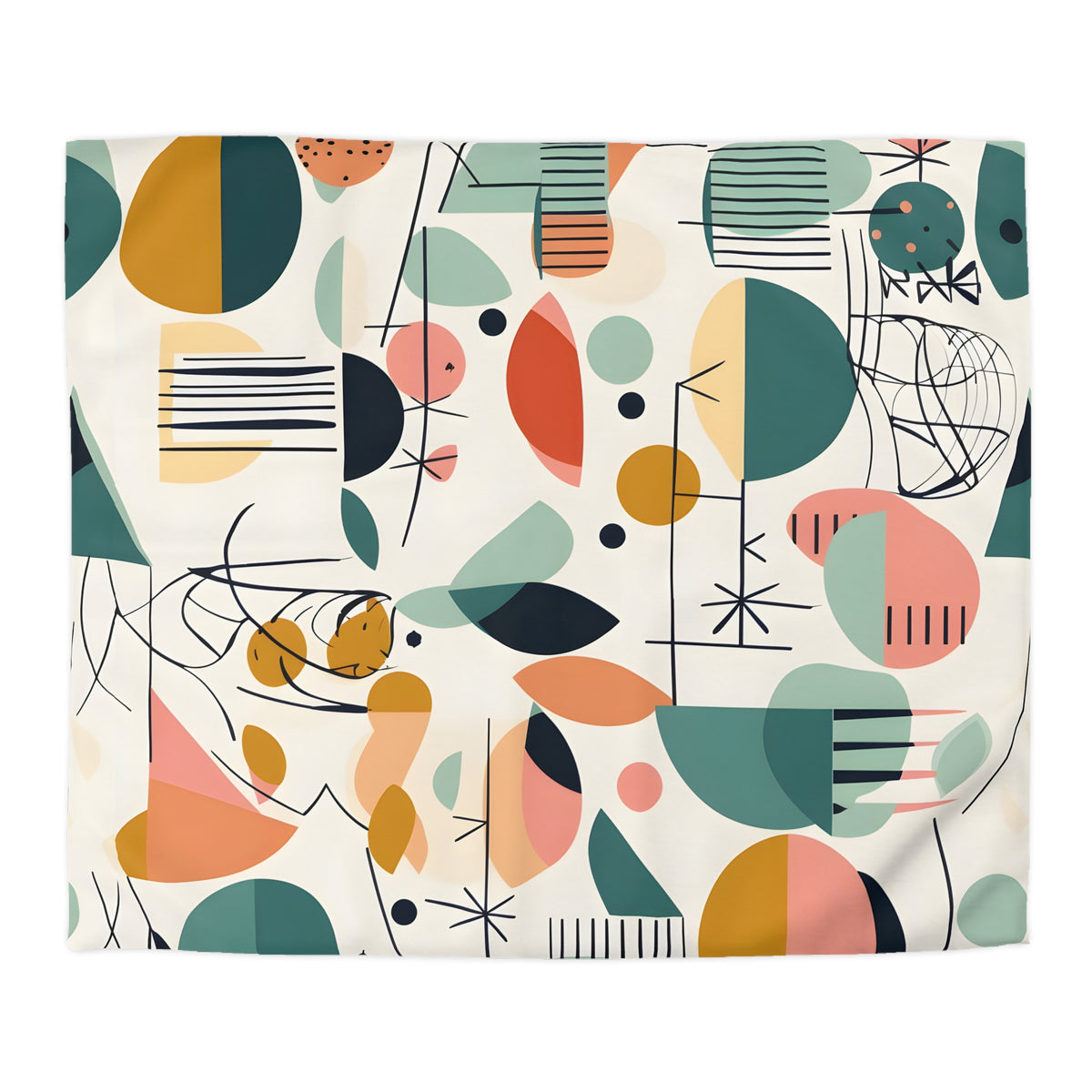 Mid Century Modernist Abstract Designed, Geometric Retro MCM Colorful Funky Duvet Cover - Mid Century Modern Gal