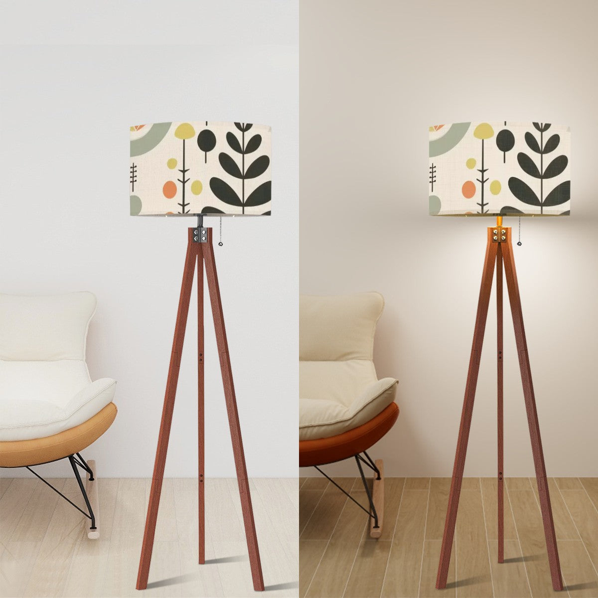 Mid Century Modern Wood Tripod Floor Lamp, Modern Scandinavian Swedish Design - Mid Century Modern Gal
