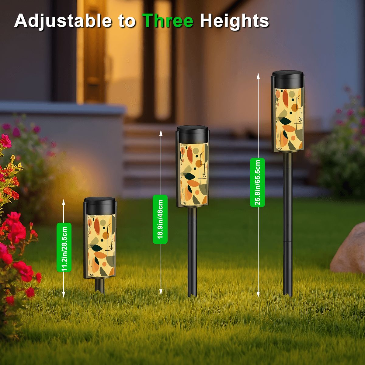 Mid Mod Retro Scandinavian Geometric MCM Outdoor Garden Solar Lights - Mid Century Modern Gal