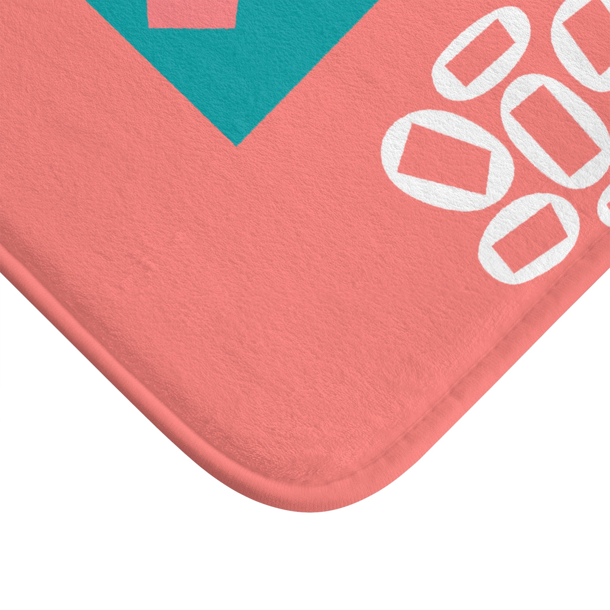 Atomic Cat Coral, Teal Kitschy Cute Mid Century Modern Bath Mat - Mid Century Modern Gal