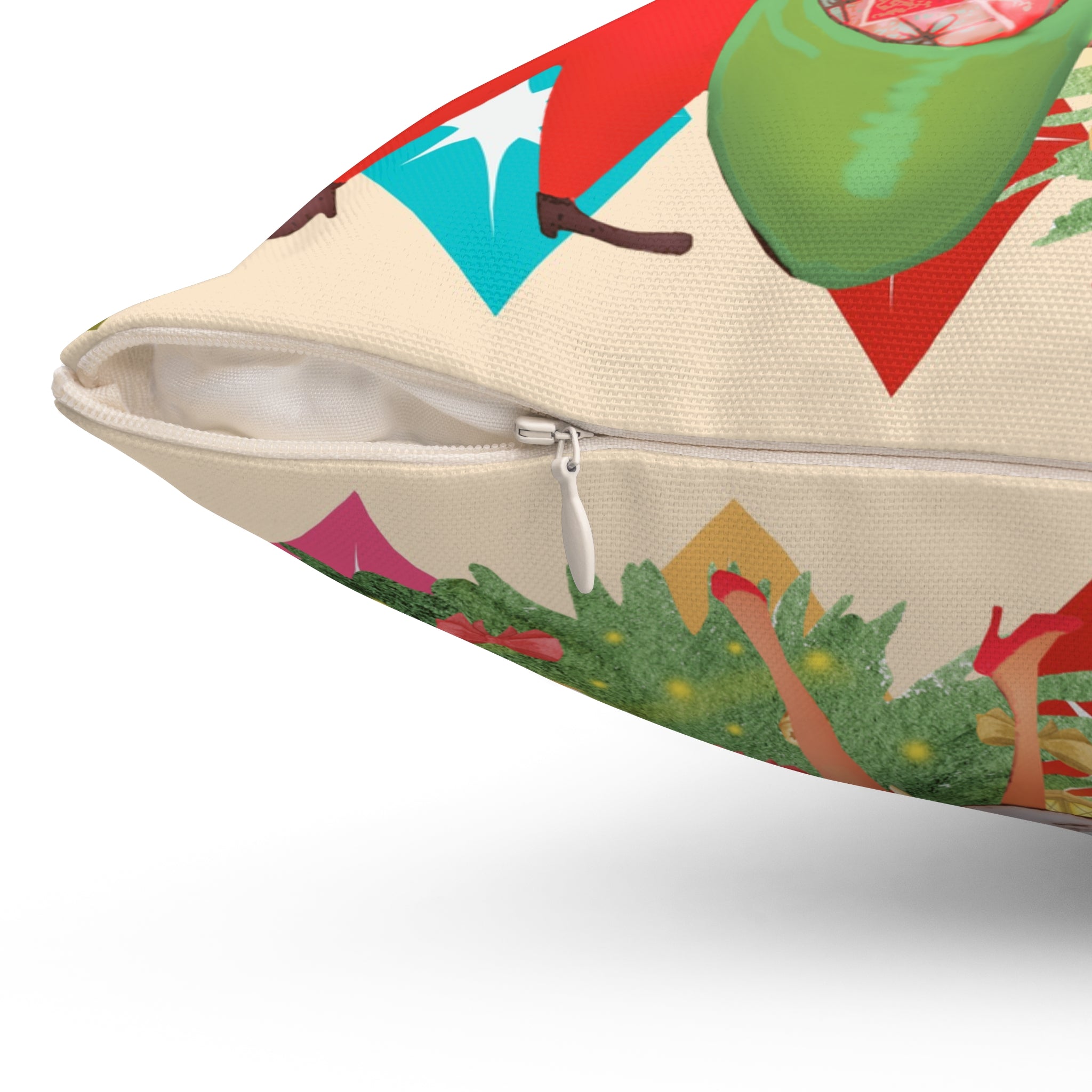 Vintage Christmas Square Pillow – Bright Holiday Decor - Mid Century Modern Gal