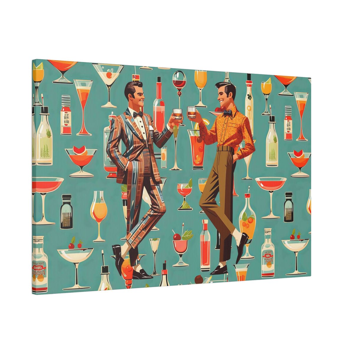 Atomic 50s Cocktail Art, Mid Century Modern Dapper Dudes, LGBTQ Unique Gifts, MCM Bar Art - Mid Century Modern Gal