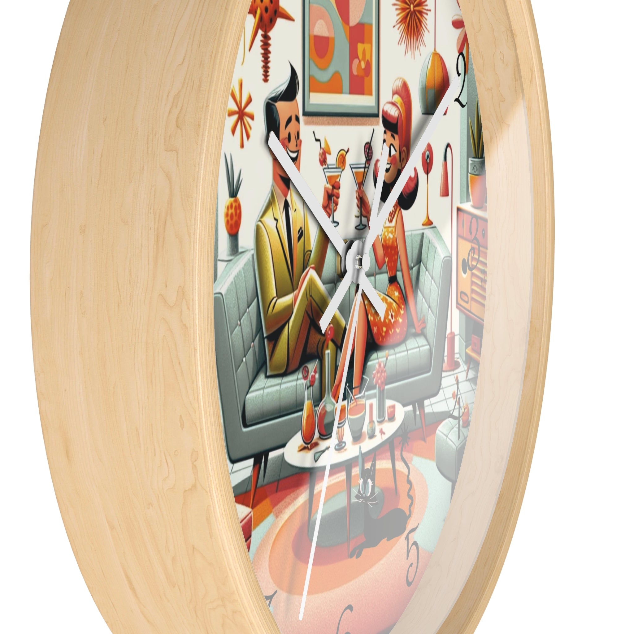 Mid Century Modern Kitschy Quirky Mod Couple, Fun Retro Wall Clock - Mid Century Modern Gal