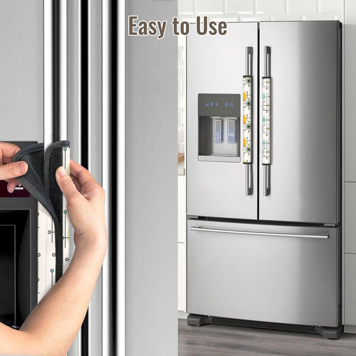 Mid Century Modern White Atomic Diamond Starburst Retro Appliance Handle Covers - Mid Century Modern Gal