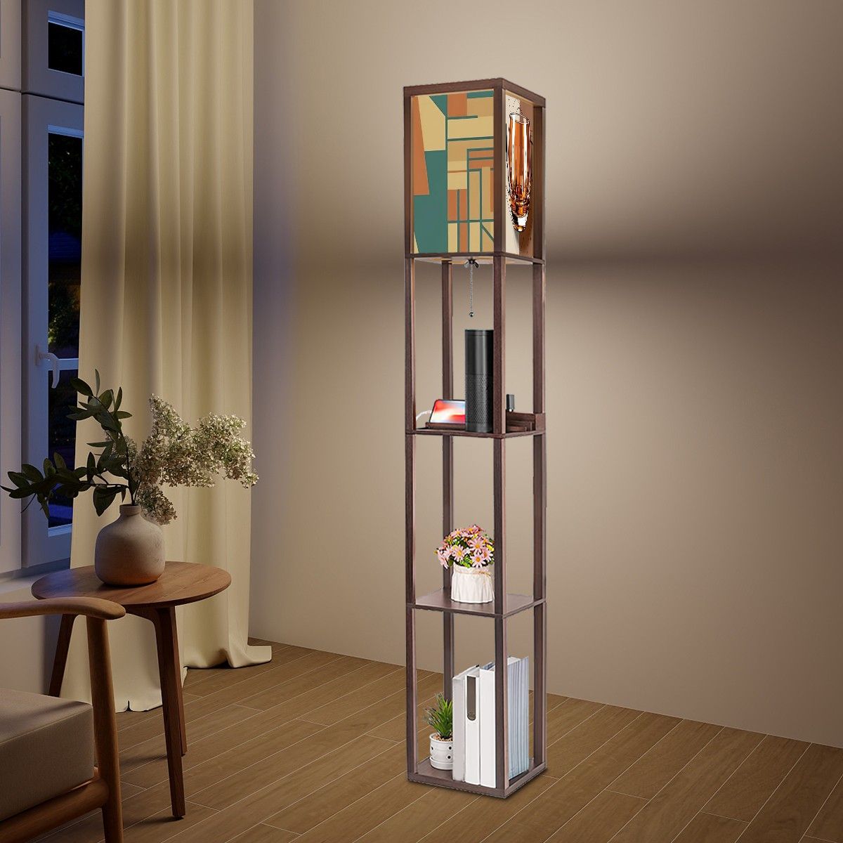 Mid Century Modern Bourbon Bauhaus MCM Retro Floor Lamp with Shelves - Mid Century Modern Gal