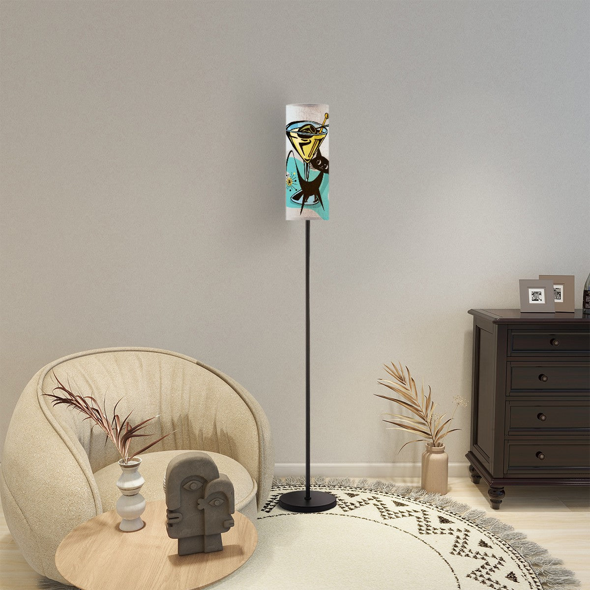 Atomic Cat Martini Bar Mid Century Modern Floor Lamp - Mid Century Modern Gal