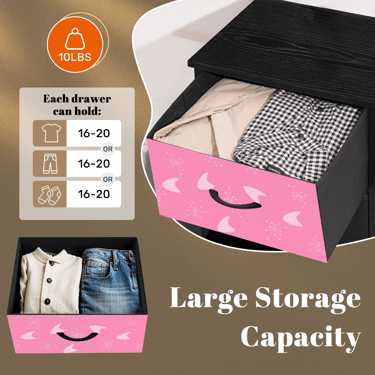 Atomic Boomerang and Starbursts Mid Mod Pink Retro 4-Drawer Dresser - Mid Century Modern Gal
