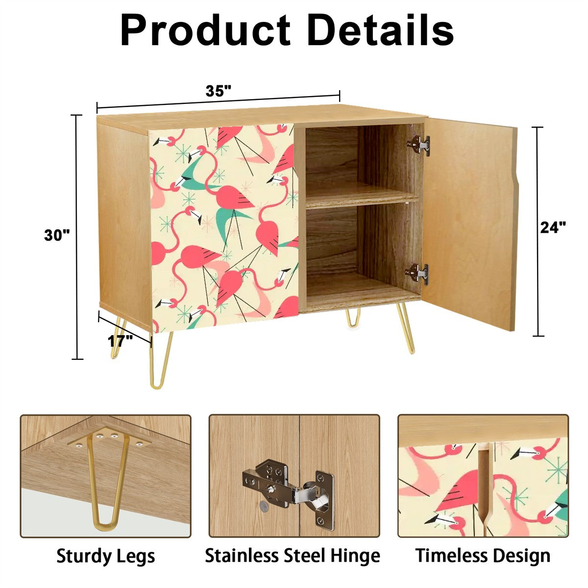 Mid Century Modern Sideboard, Credenza With Kitschy Playful Dancing Flamingos - Mid Century Modern Gal