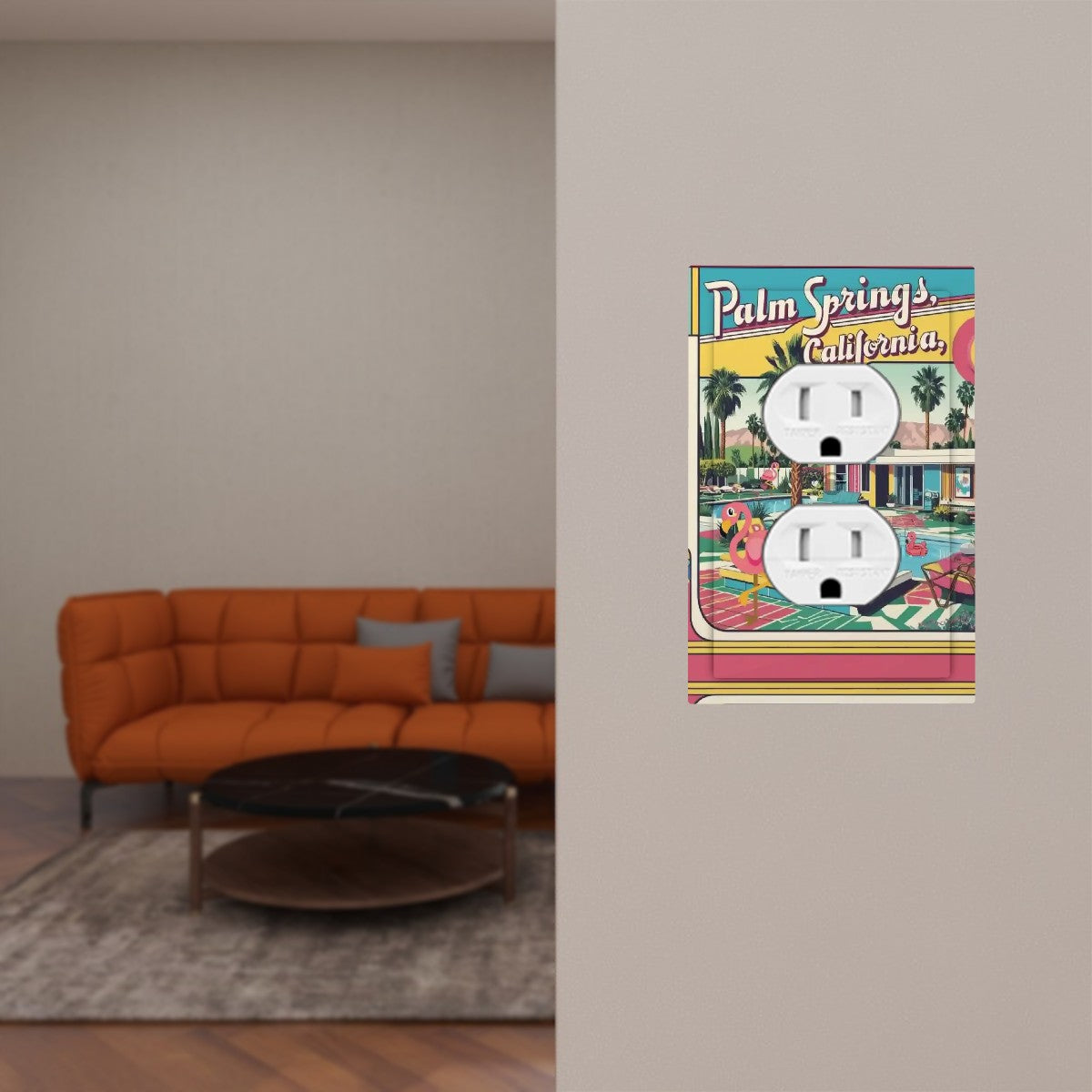 Kitschy Mid Mod Palm Spring California Modern Switch Cover 1-Gang 1 Duplex - Mid Century Modern Gal