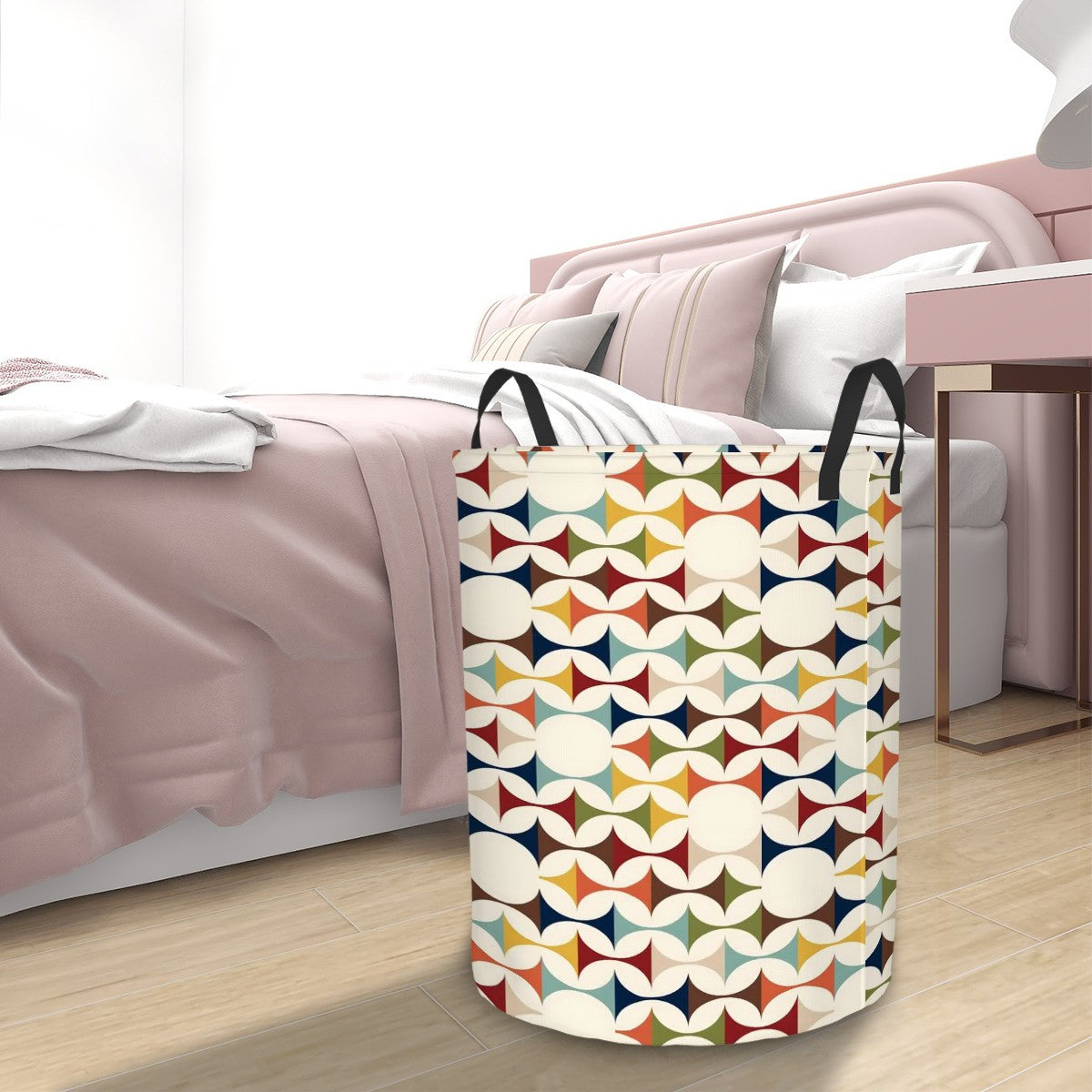Modern Scandinavian Geometric Designed Mid Mod Laundry Basket - Mid Century Modern Gal