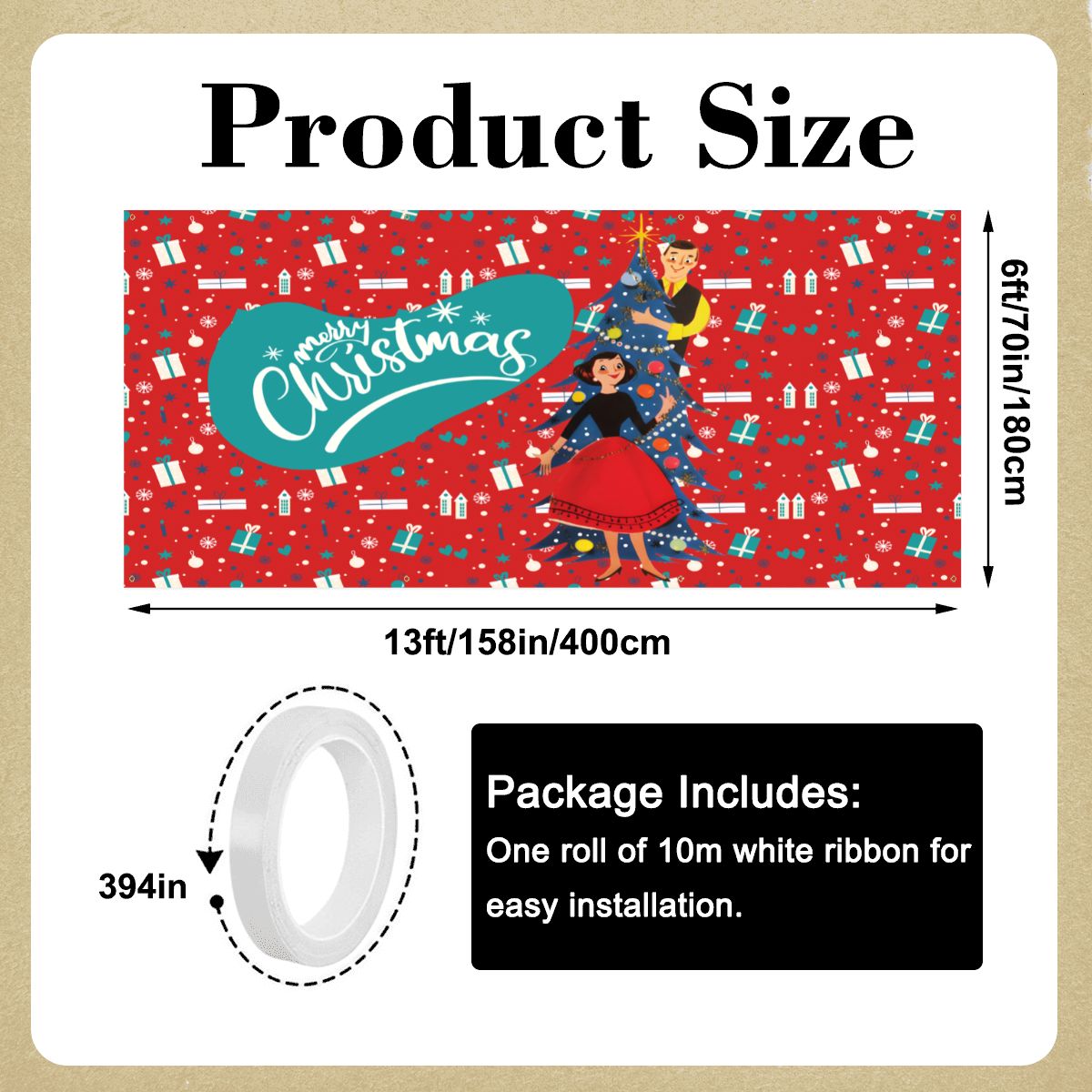 Mid Century Modern Christmas Kitschy 50s Garage Door Banner Backdrop - Mid Century Modern Gal