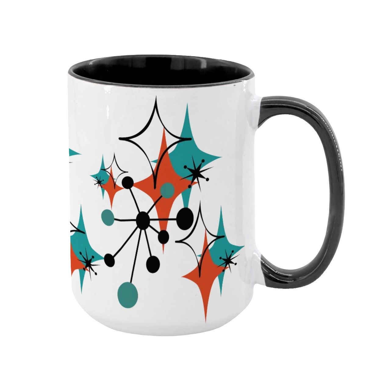 Mid Century Modern Atomic Starburst Sputnik Designed Large Colorful Mug (15oz) - Mid Century Modern Gal
