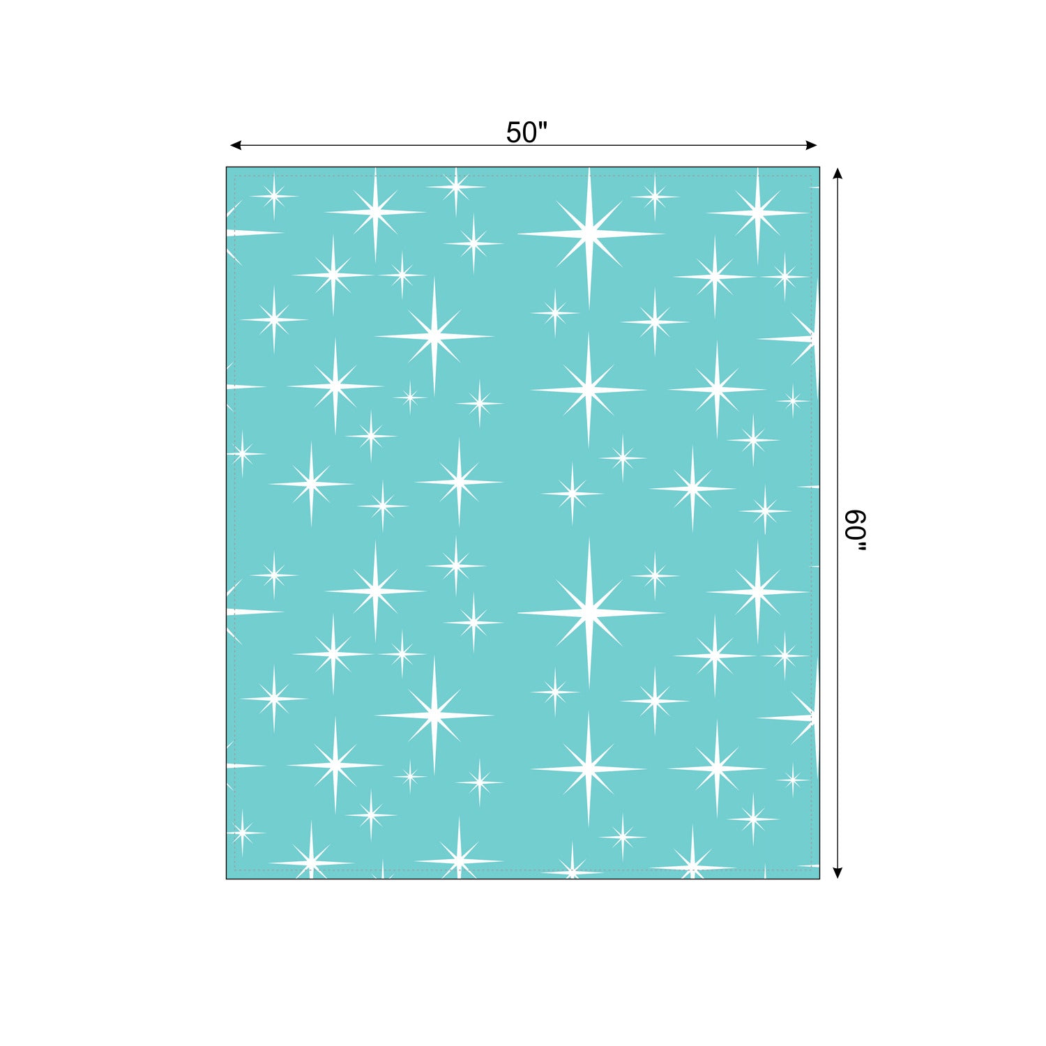 Atomic 50s Aqua Blue Starburst, Mid Century Modern Minky Blanket - Mid Century Modern Gal