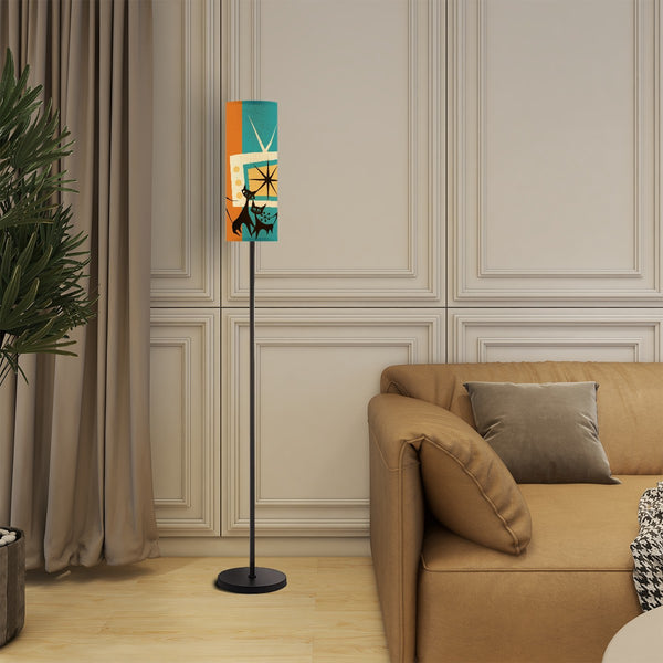 Atomic Cat Space Age, Quirky Fun Mid Century Modern Floor Lamp