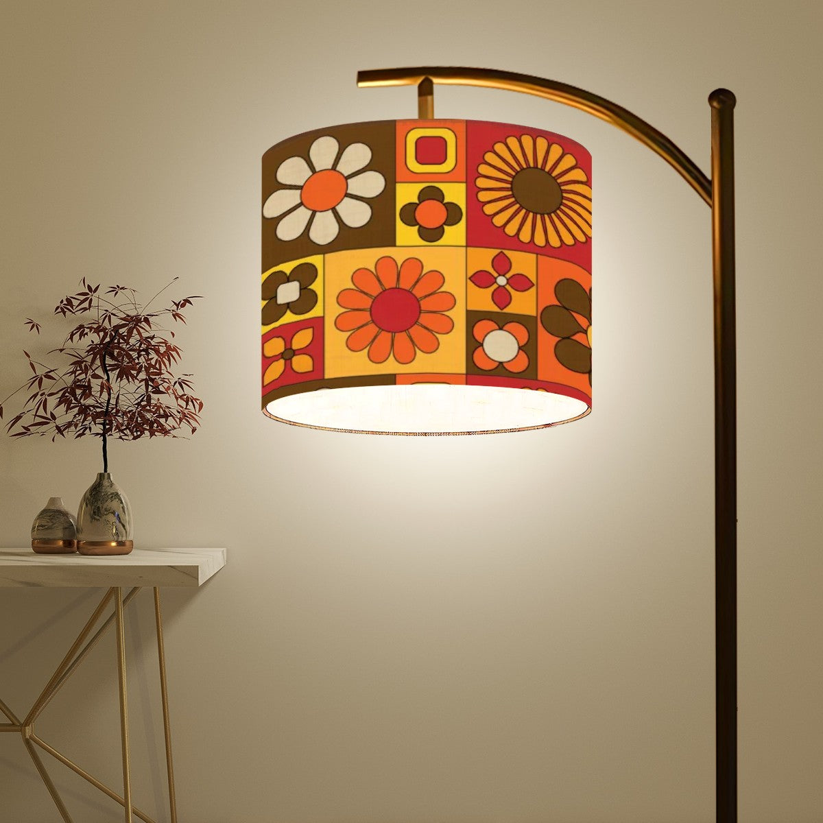 Retro 70s Floor Lamp, Mid Mod Flower Power Arc MCM Home Decor Office, Livingroom Bedroom Lighting - Mid Century Modern Gal