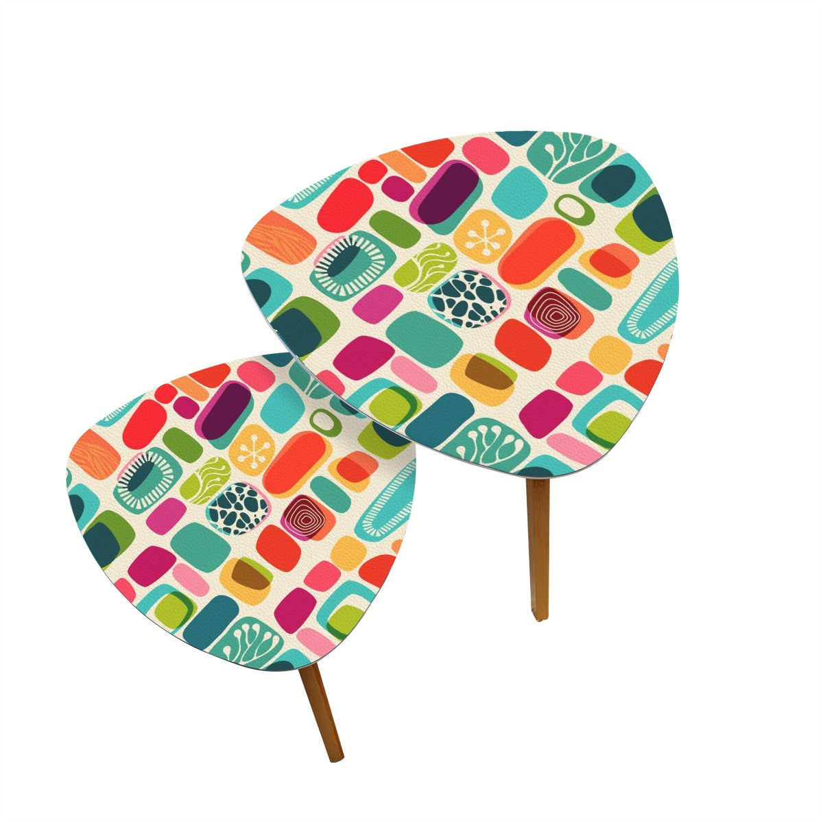 Mid Century Modern Amoeba Designed Mod Nest Tables With Bamboo Legs - Mid Century Modern Gal