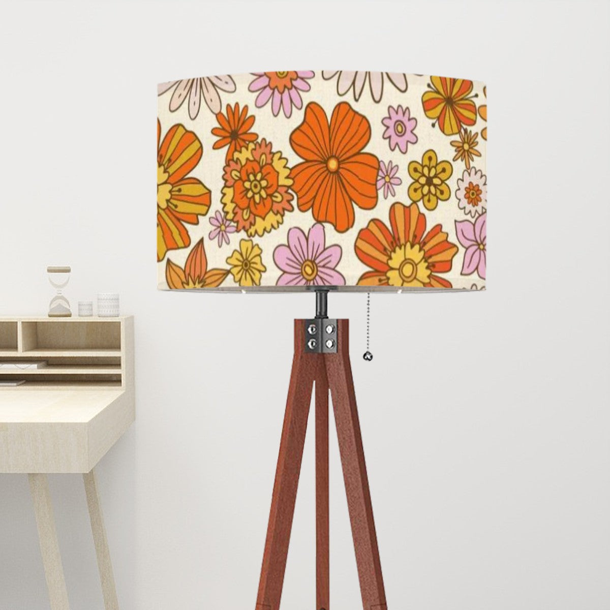Retro 60s 70s Flower Power Tripod Floor Lamp - Mid Century Modern Gal