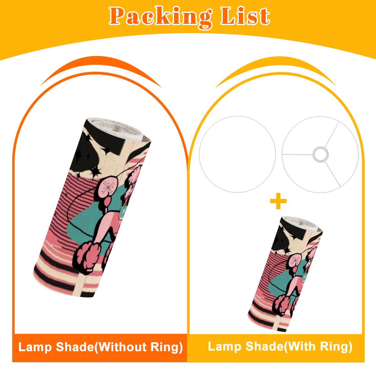 Atomic Pink Poodle,Mid Century Modern Boomerang, Pink Black Lamp Shade with Ring - Mid Century Modern Gal