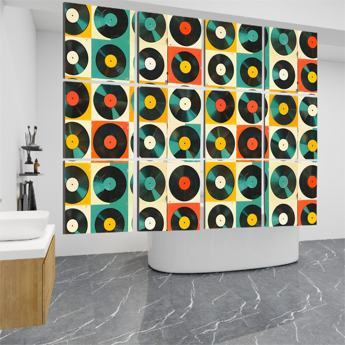 Retro Records Groovy Mid Century Modern Hanging Room Divider 12 pcs - Mid Century Modern Gal