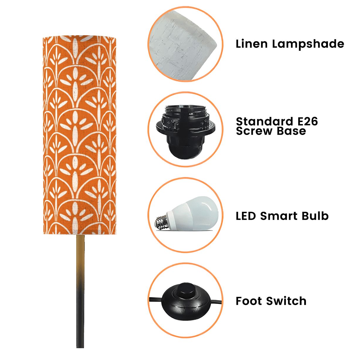 Art Deco Colorful Abstract Floor Lamp | Orange Mid Century Modern Lighting - Mid Century Modern Gal