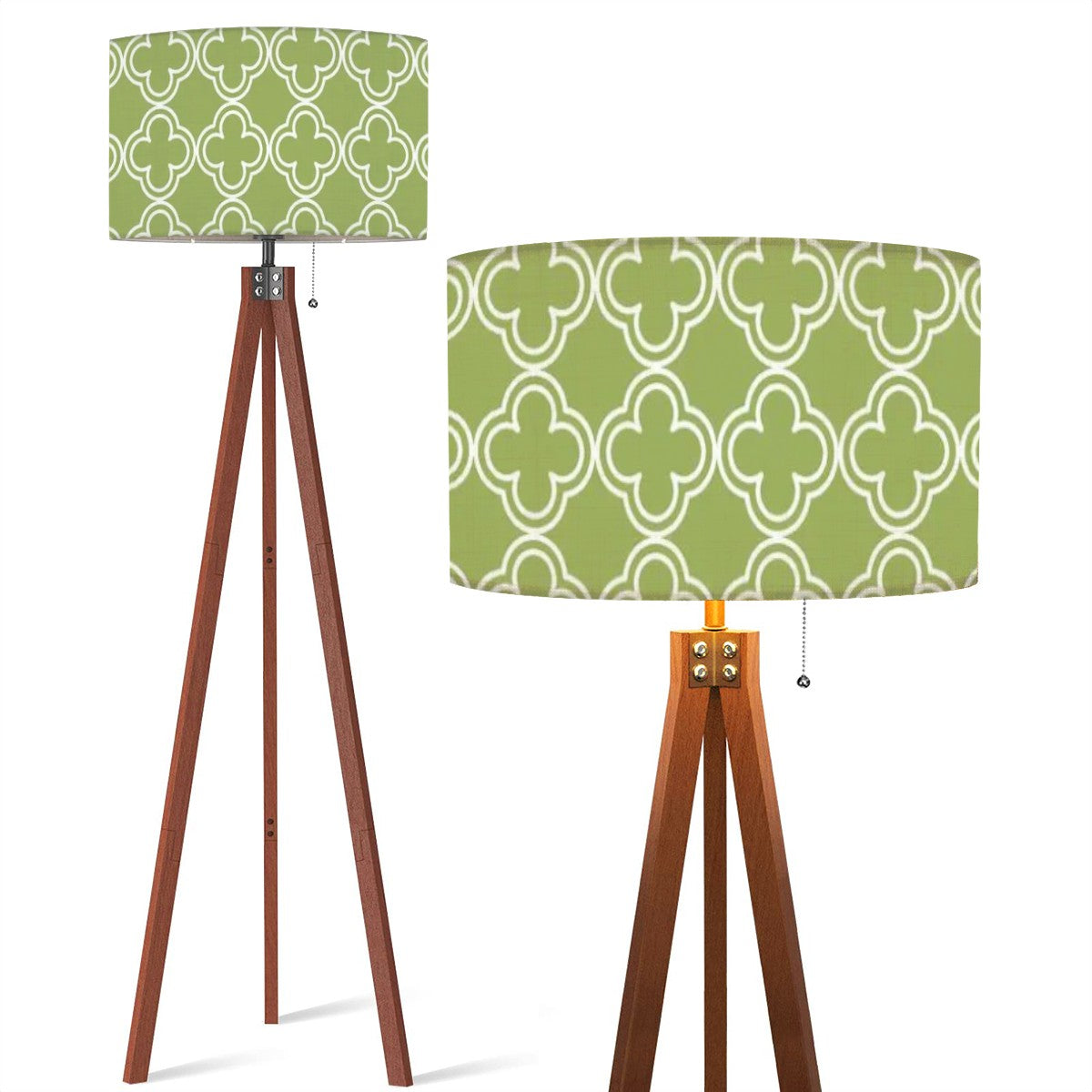 Mid Century Modern Green Geometrics, Retro Tripod Floor Lamp - Mid Century Modern Gal