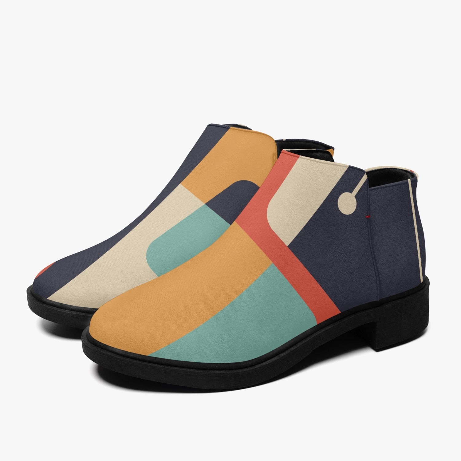 Mid Century Modern Fashion Shoe Boots With Kitschy Atomic Cat On Heel - Mid Century Modern Gal