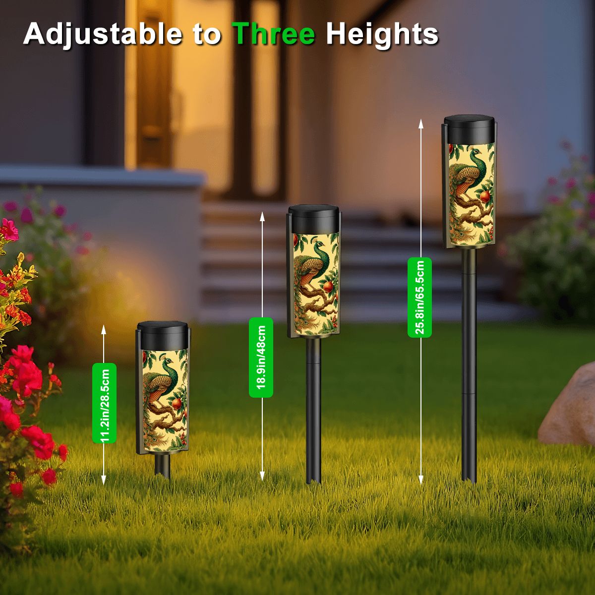 Modern Chinoserie Peacock Asian Zen Garden Outdoor Solar Lights - Mid Century Modern Gal