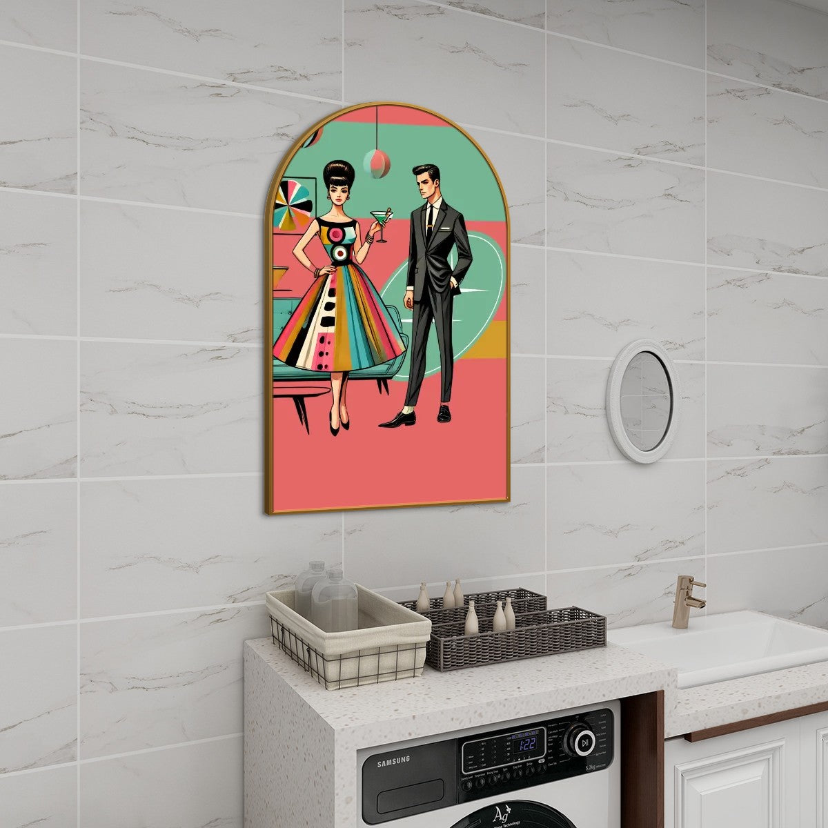 Mid Century Modern Kitschy Cocktail Hour, Mod Arc Wall Art - Mid Century Modern Gal