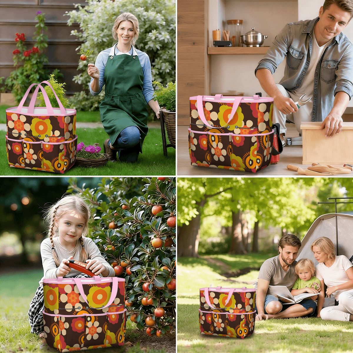 Retro Flower Power 70s Garden Tool Bag