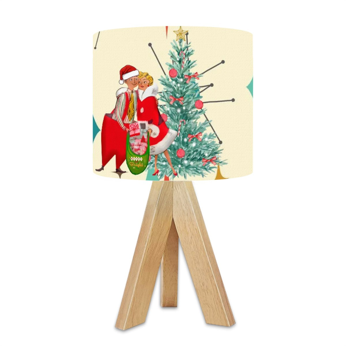 Mid Century Modern Holiday Kitschy 50s Christmas Tripod Table Lamp - Mid Century Modern Gal