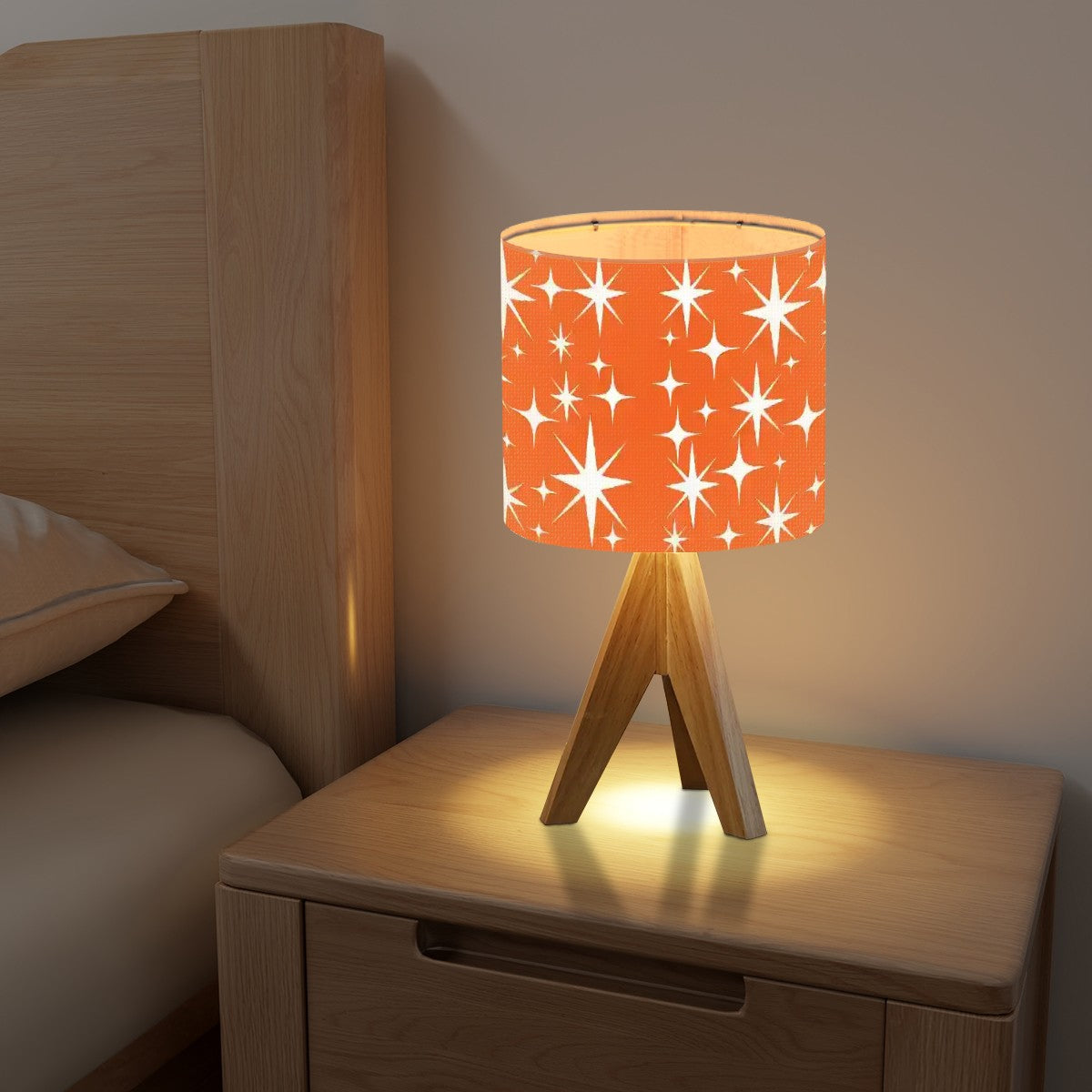 Atomic Starbursts Sinatra Orange Mid Century Modern Tripod Table Lamp - Mid Century Modern Gal