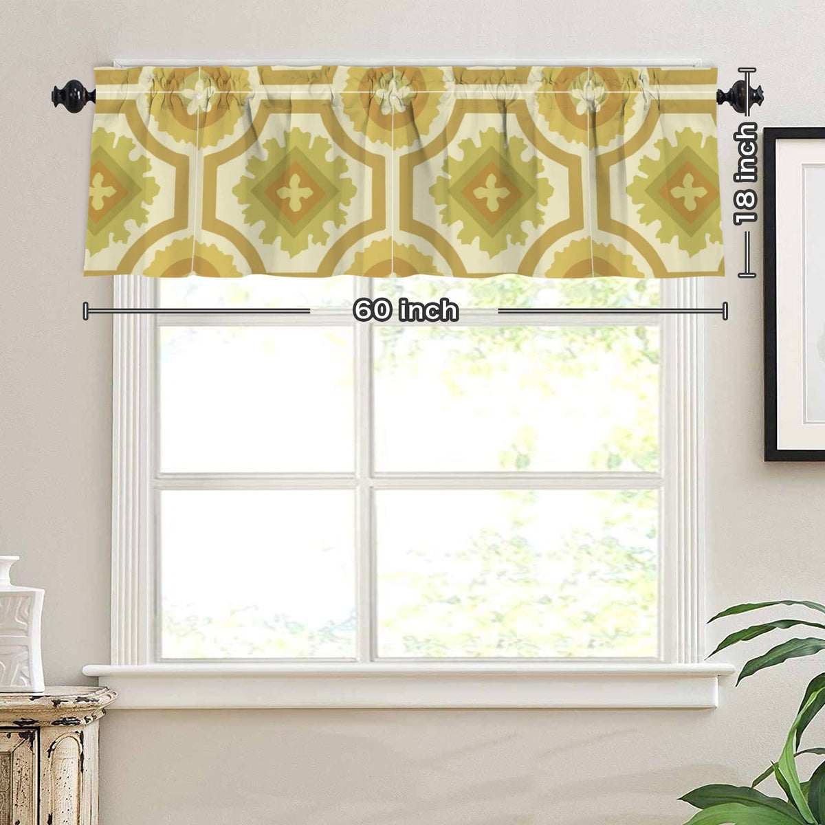 Mid Mod 70s Green Linoliuem Designed Kitschy Window Valance - Mid Century Modern Gal