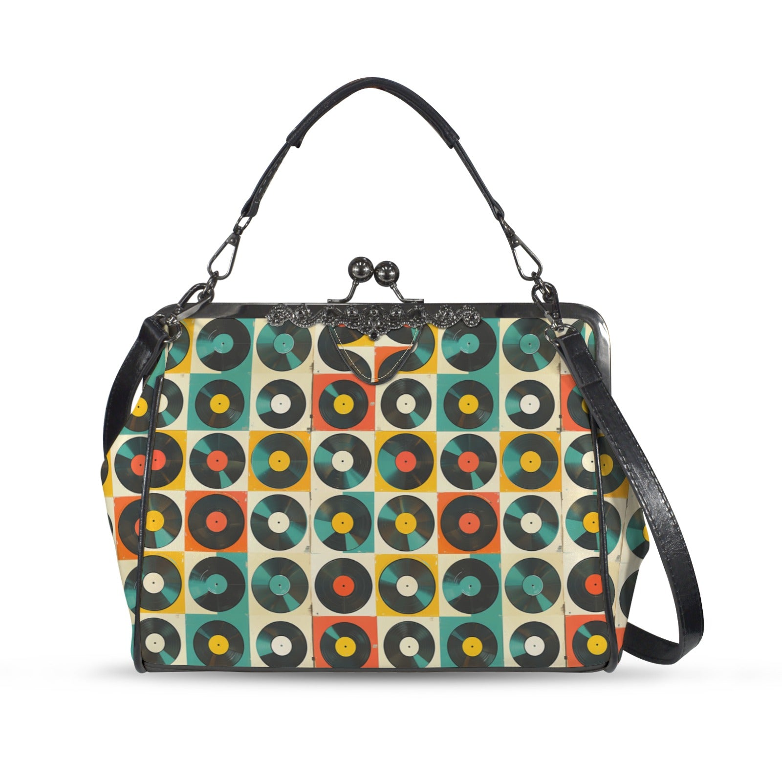 Retro Records Groovy Mod Kisslock Crossbody Purse - Mid Century Modern Gal
