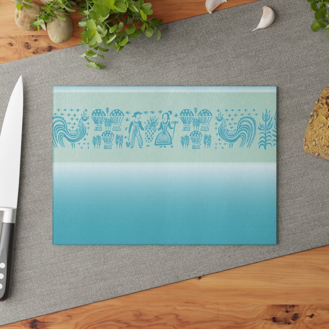 Pyrex Buttermilk Pattern Blue Glass Cutting Board Home Decor 8&quot; x 11&quot; / Rectangle