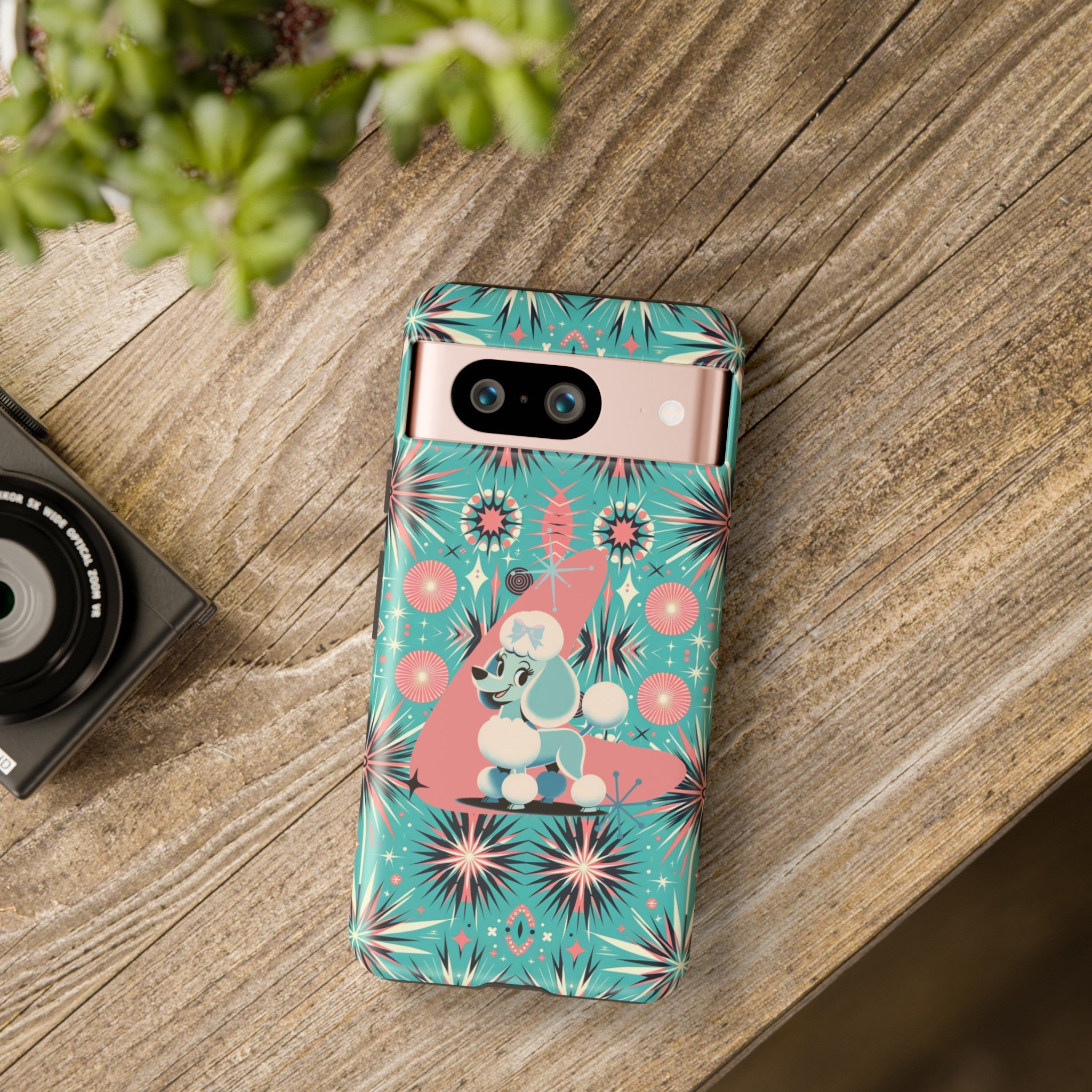 1950s Mid Century Modern Atomic Pink, Poodle Retro Smart Phone Tough Cases