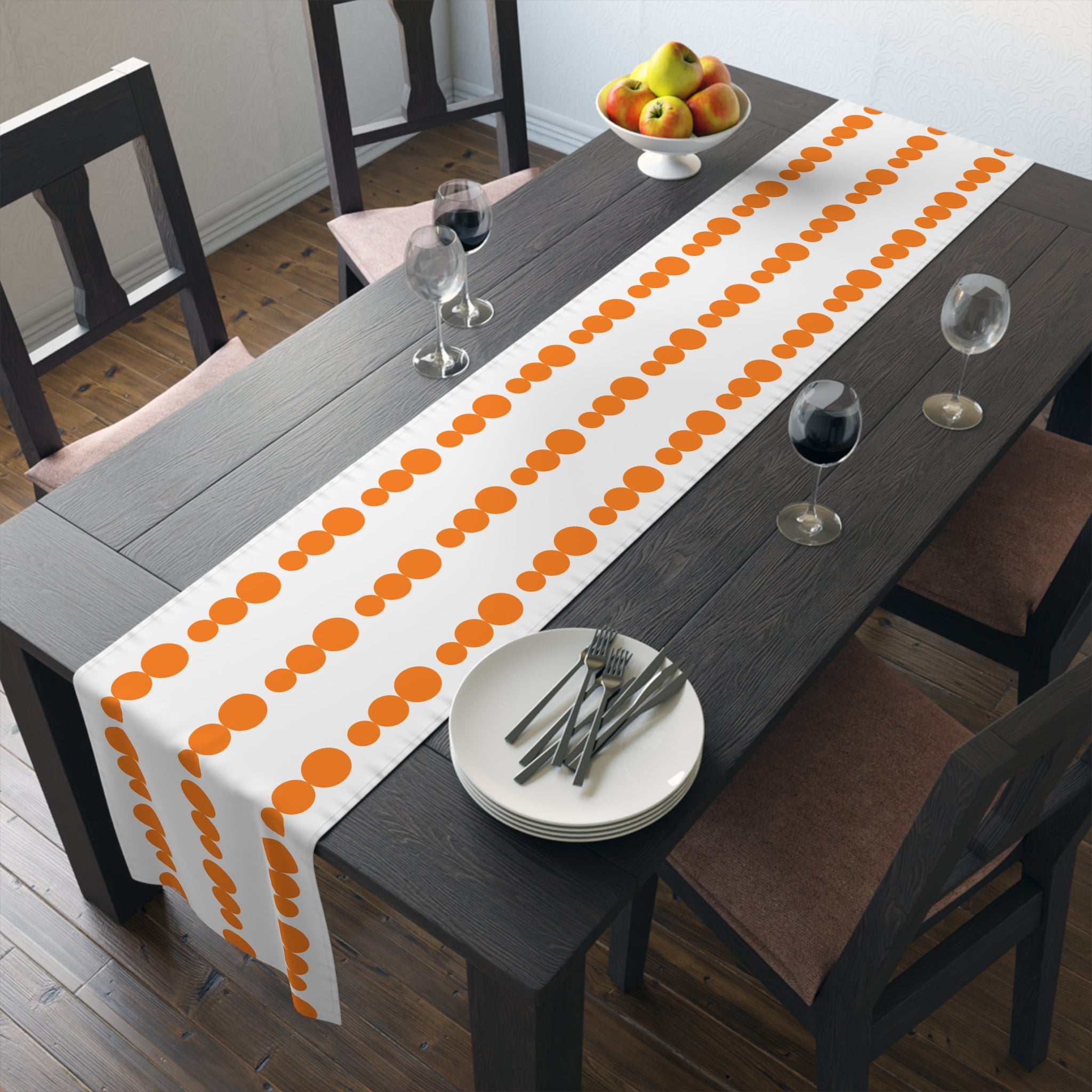 Modern Orange Pyrex Dot Table Runner - Mid Century Modern Gal