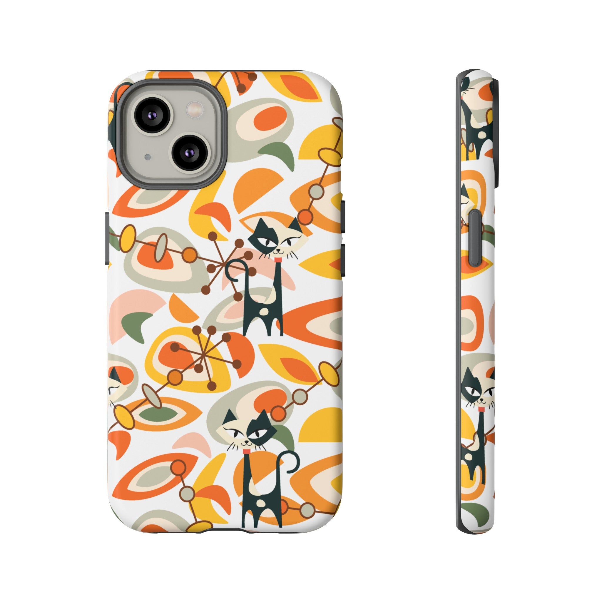 Atomic Cat Mid Mod Orange, Yellow, Groovy Cat Smart Phone Tough Cases