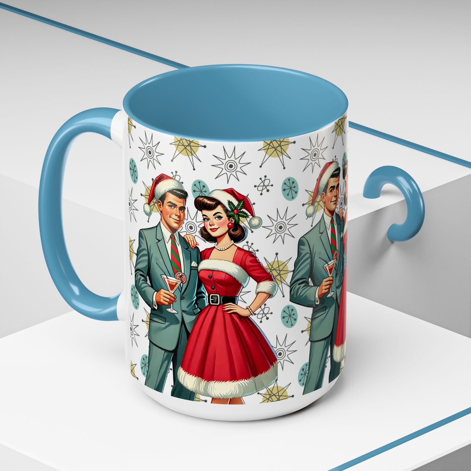 Mid Century Modern Atomic 50s Christmas Franciscan Starburst Pattern Mug - Mid Century Modern Gal