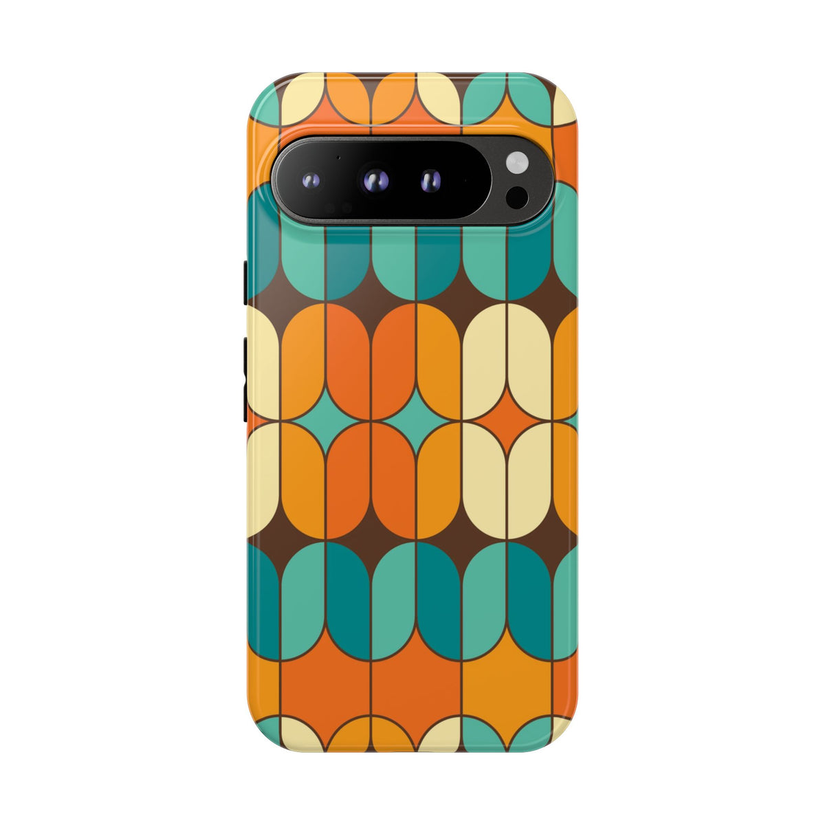 Mid Century Modern Orange, Teal Geometric Mod Designed Tough Phone Case