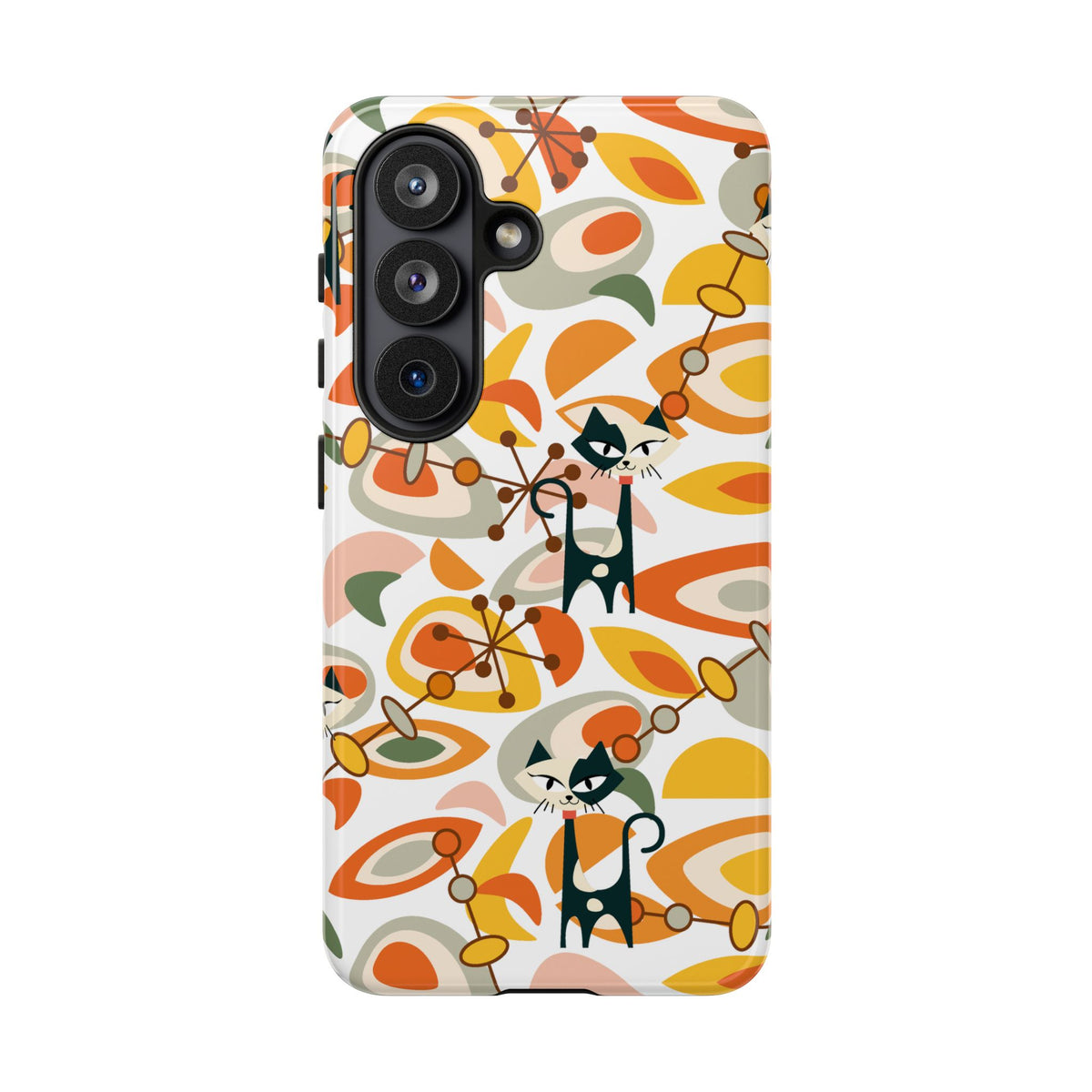 Atomic Cat Mid Mod Orange, Yellow, Groovy Cat Smart Phone Tough Cases