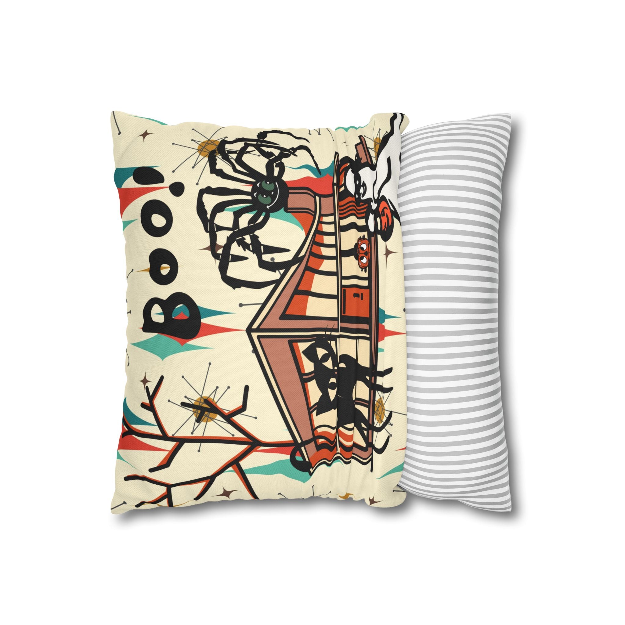 Retro Halloween, Atomic Cat Franciscan Pattern, Kitschy Boo Pillow Cover Only - Mid Century Modern Gal
