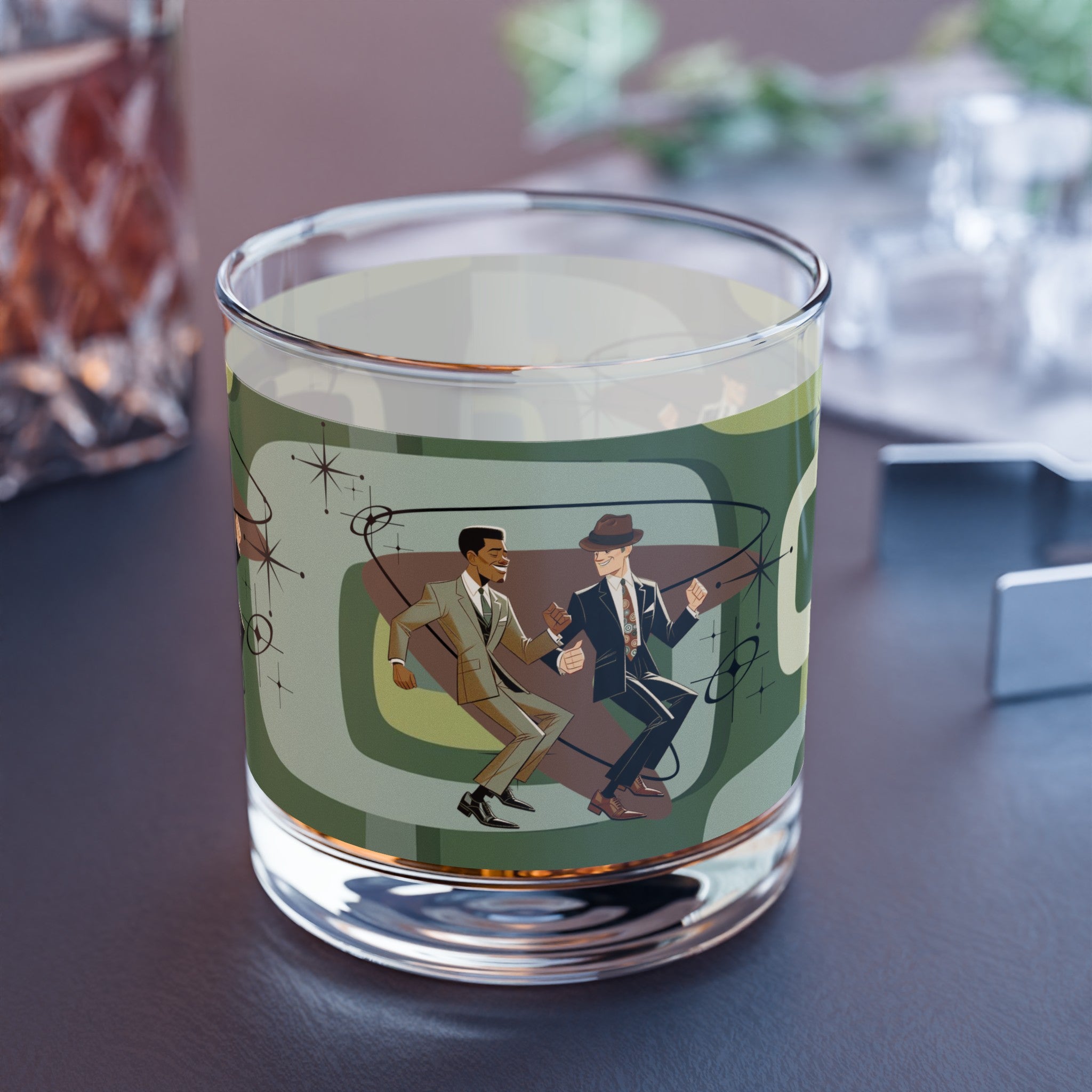 Mid Century Modern Gay Male Couple, Black Male, White Male, Kitschy Mid Mod Cocktail Rock Glass, 10oz - Mid Century Modern Gal