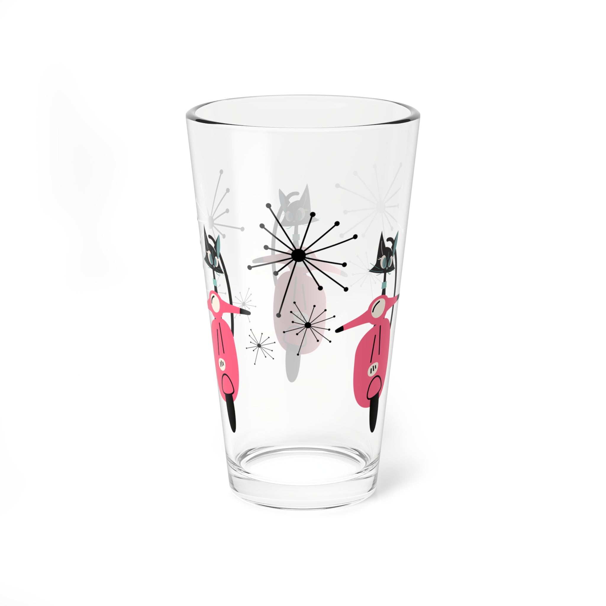 Atomic Cat, Scooter Motor Car Mid Mod 50s Kitschy Drinkware - Mid Century Modern Gal