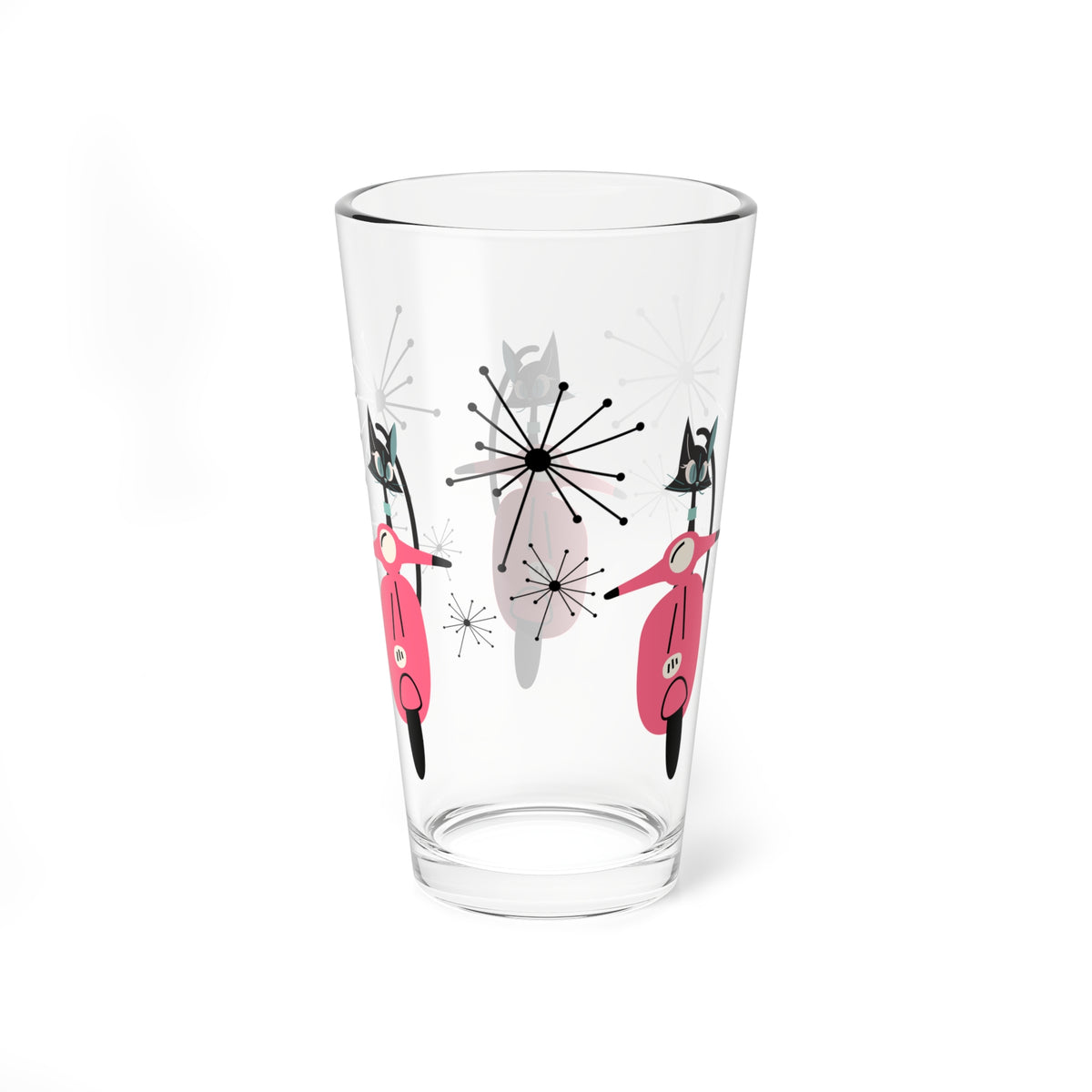 Atomic Cat, Scooter Motor Car Mid Mod 50s Kitschy Drinkware - Mid Century Modern Gal
