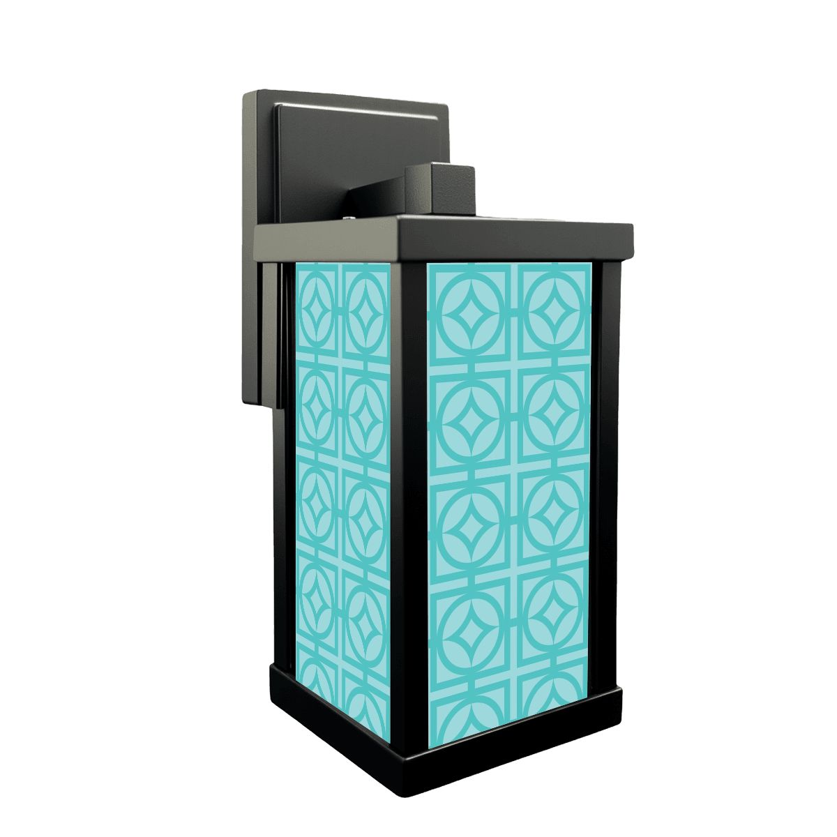 Mid Century Modern Breeze Block Aqua Blue, Mod Patio Wall Light - Mid Century Modern Gal