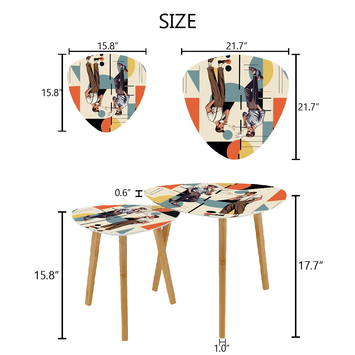Mid Century Bauhaus Designed Mod Gentleman Cigar Smoking Lounge Nesting Tables - Mid Century Modern Gal