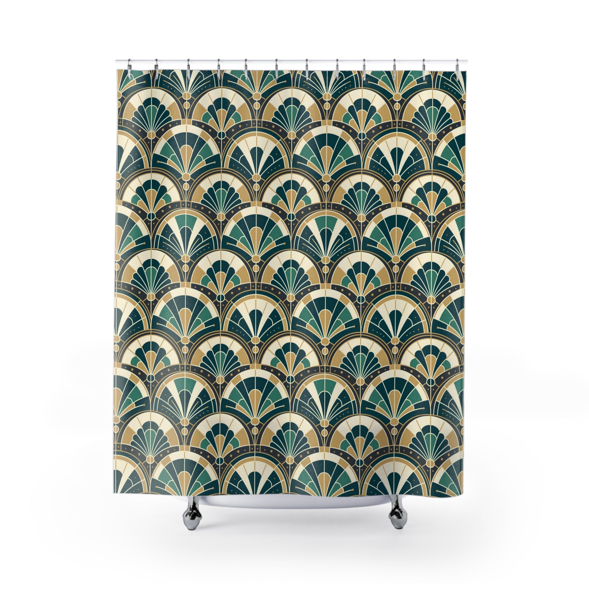 Art Deco Peacock Inspired Shower Curtain - Mid Century Modern Gal