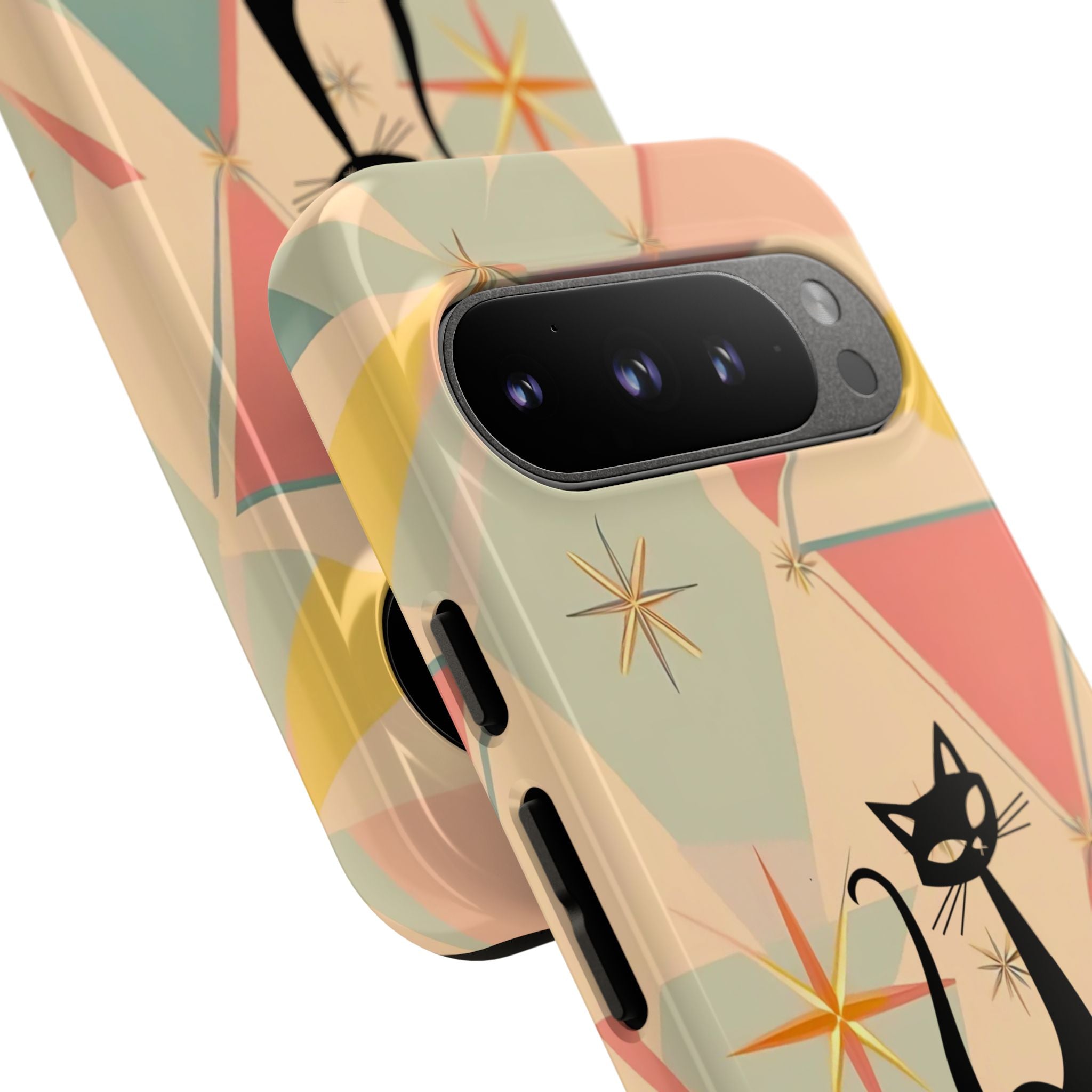 Atomic Cat Mid Mod Retro Cat Phone Case | Tough Cases with Vintage Vibe | Ideal for Cat Lovers