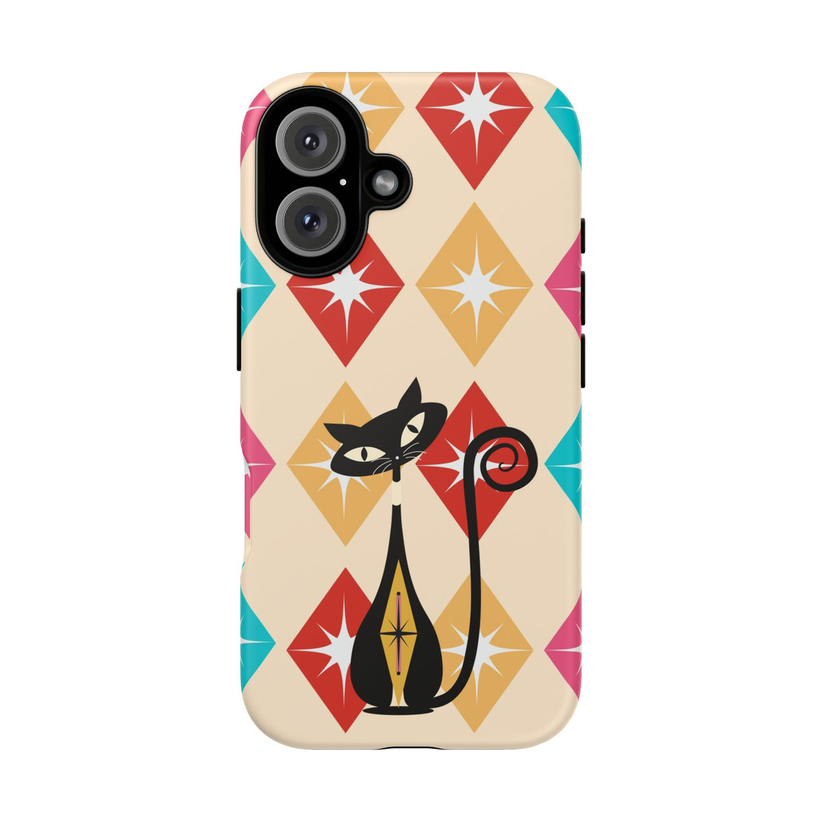 Mid Century Modern Atomic Cat, Atomic 50s Diamonds Retro Phone Tough Cases